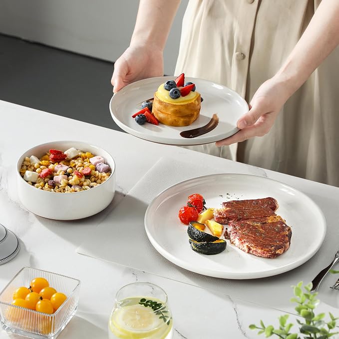 MALACASA Plates and Bowls Sets, 18 Pieces Modern Ceramic Dinnerware Set - Image 7