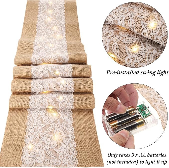 Xinnun 6 Pack Burlap Table Runner - Image 3