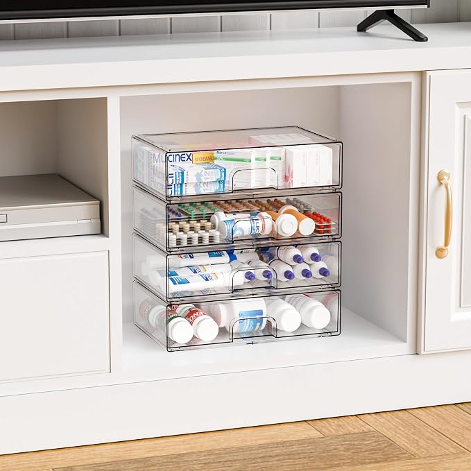 12.1''W Clear Stackable Storage Drawers, 2 Pack Acrylic Drawer Organizer - Image 9