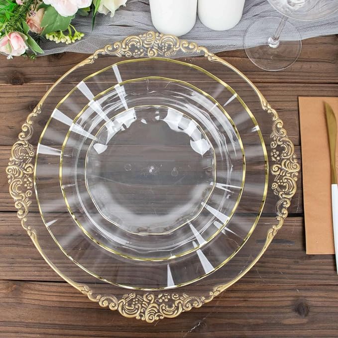 Efavormart 9" Salad Plates – Set of 10 Plastic Clear Round Disposable Plates - Image 2