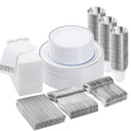 BESTVIP 350 PCS Disposable Silver Plates and Silverware Set by Bestvip