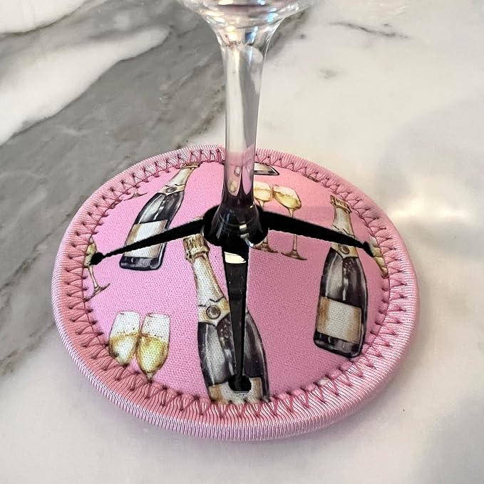 Set of 4 Themed Drink Coasters for Wine Glasses | Reusable Slip-On Stemmed - Image 2