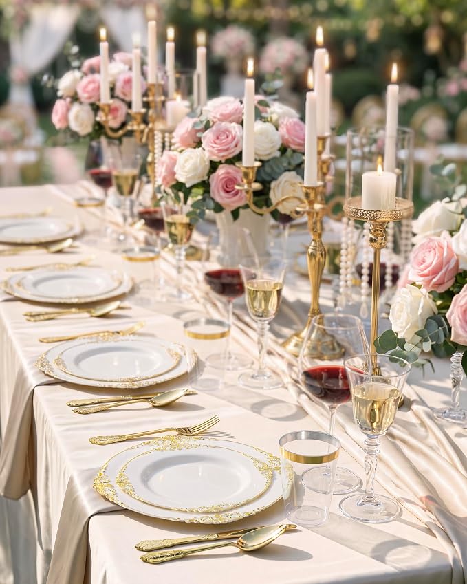 Nervure 100Pcs 10.25'' Ivory Plastic Plates, Party Plates - Image 9