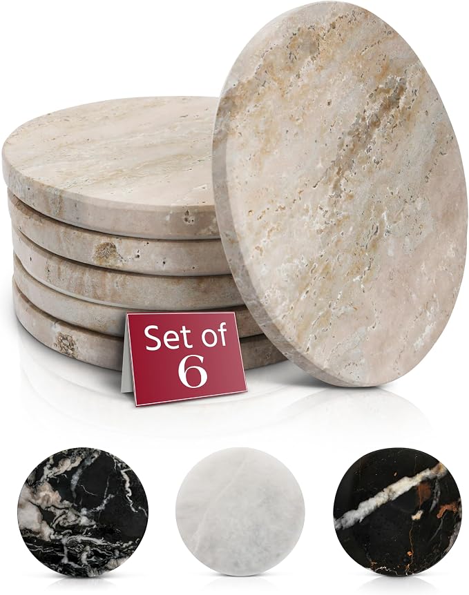 Gusto Nostro Beige Travertine Coasters by GustoNostro