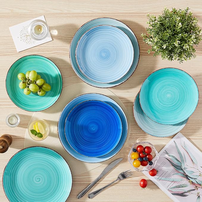 vancasso Bonita 10.5 Inch Ceramic Dinner Plates Set of 6, Cool Colors | - Image 7