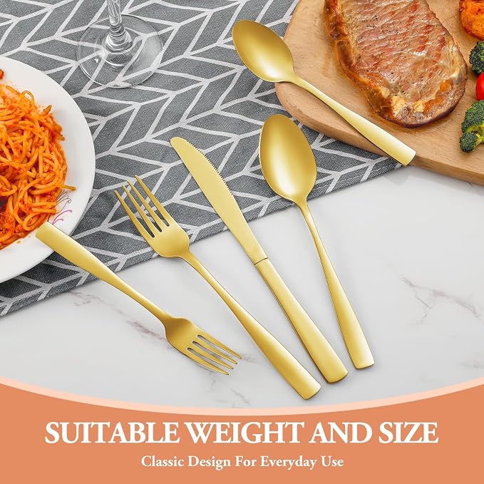 20 Pcs Gold Silverware Set, Stainless Steel Flatware Set - Image 7
