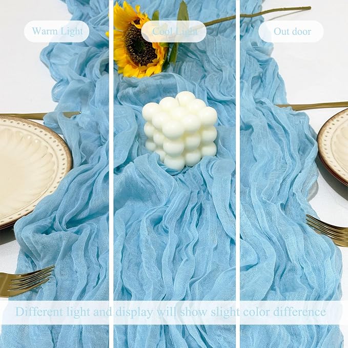 12Pack Baby Blue Cheesecloth Table Runner 20 x 120 inch Gauze Table Runner | - Image 7