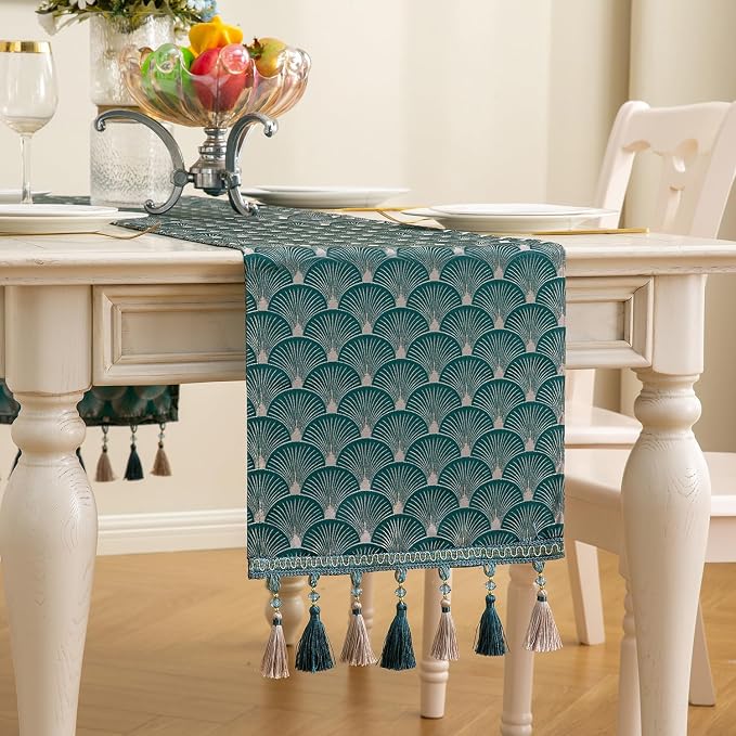 Table Runner, Vintage Luxury Embroidered Floral Jacquard Damask Fabric - Image 2