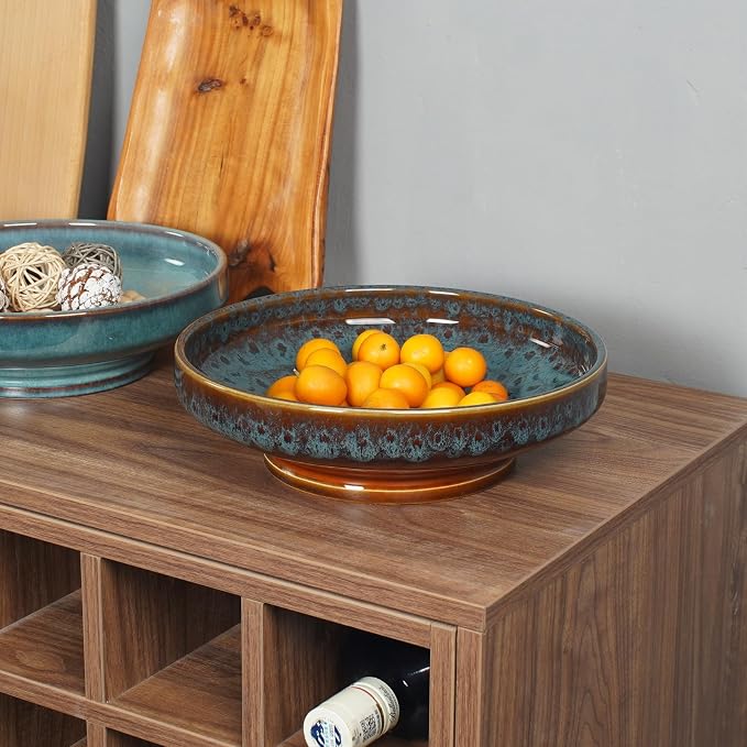 Ceramic Fruit Bowl for Kitchen Counter, Decorative Pedestal Bowl for Table - Image 5