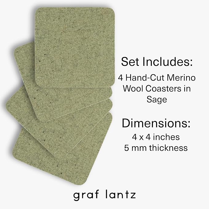 Graf Lantz - Bierfilzl Merino Wool Square Coasters Set of 4 - Sage - Absorbs - Image 4