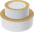 FOCUSLINE Gold Plastic Plates Set of 102, Disposable Plates by FOCUSLINE