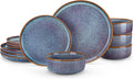 vancasso PLAYA Plates and Bowls Sets, 12 Pieces Grey-Blue Dinnerware Sets by vancasso