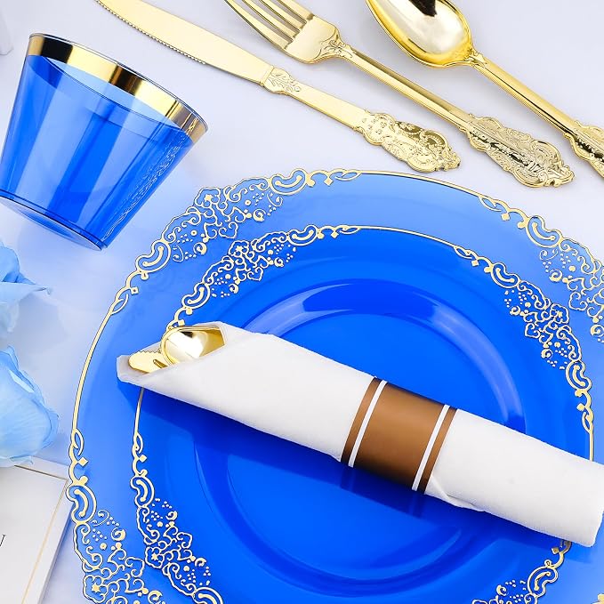 Bestluck 350PCS Blue Disposable Dinnerware - Image 3