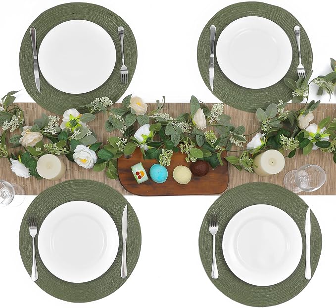 SHACOS Round Placemats Set of 6 Washable 15 inch Round Table Mats Cotton - Image 9
