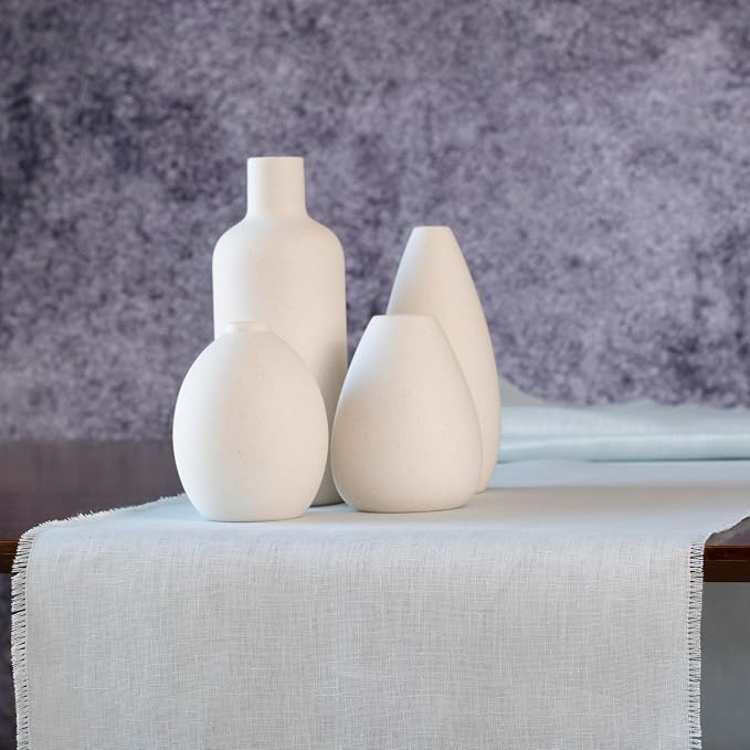 Blue Table Runner with Fringe- 14x90 inches Long 100% Pure Linen Runner - Image 3