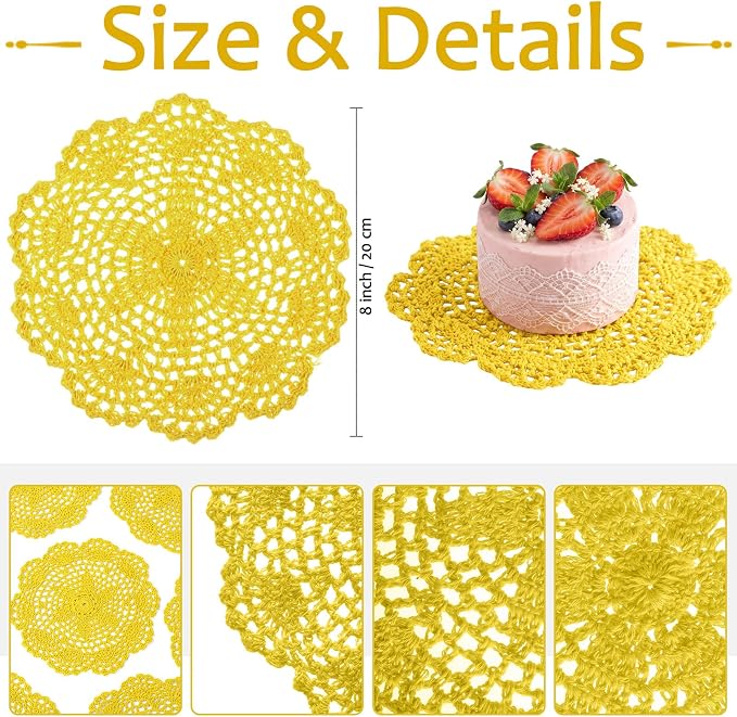 10 Pcs 8 Inch Cute Crochet Doilies Crochet Flower Coasters Handmade Cotton - Image 4