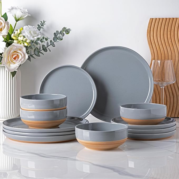 AmorArc Dinnerware Sets for 6, 18 Pieces Ceramic Plates and Bowls Set | Scratch - Image 8