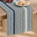 Artoid Mode Dark Blue Farmhouse Stripe Braided Table Runner 12x72 Inch | by ArtoidMode