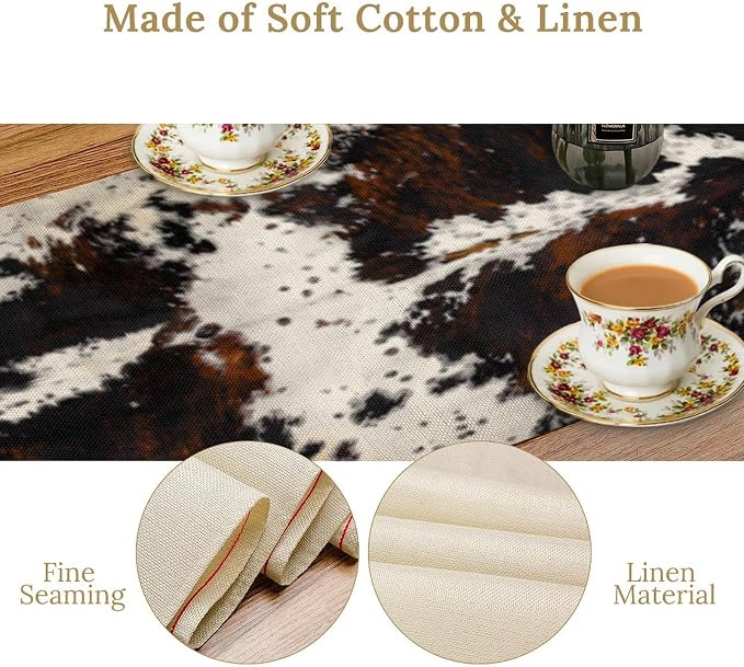 Cow Print Table Runner, 13x90 Inch - Image 6