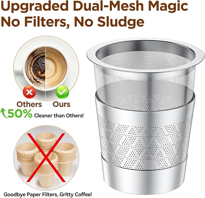 CAPMESSO Reusable K Cups for Keurig: NO Grit Stainless Steel Coffee Pod 2PC | - Image 3