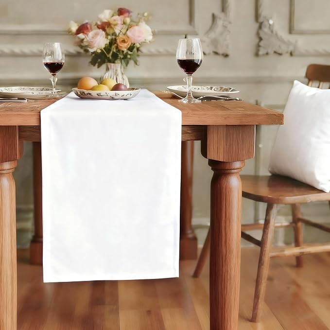 FOLINS&HOME White Waterproof Decorative Table Runner 36 Inches Long | 210GSM by FOLINSHOME