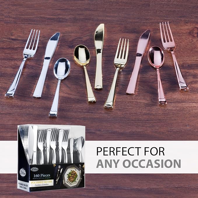 Plastic Cutlery Silverware Extra Heavyweight Disposable Flatware, Full Size - Image 7