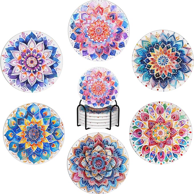 Boho Coasters Set of 6, Coasters by XCEWA