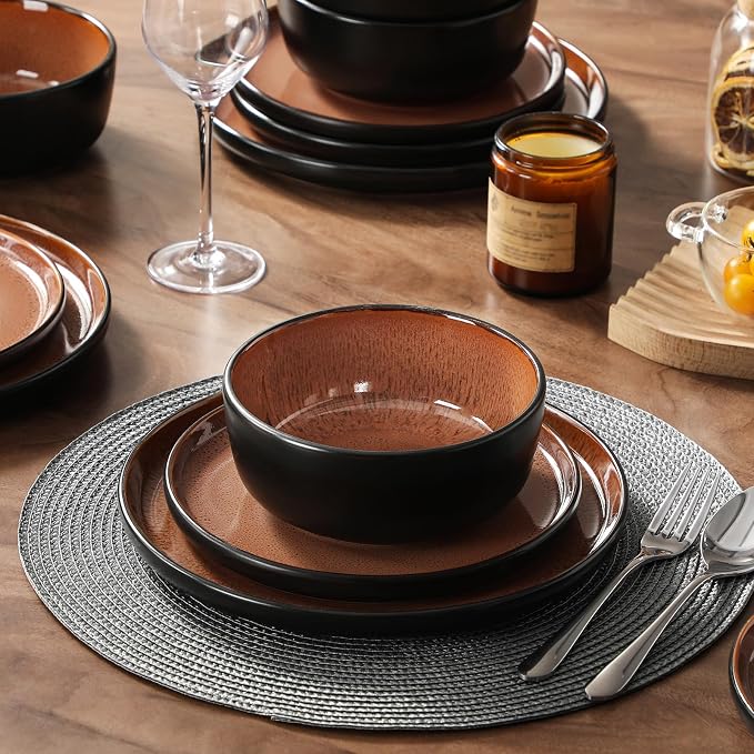 vancasso Plates and Bowls Sets, 24 Pieces Stoneware Dinnerware Sets - Image 8