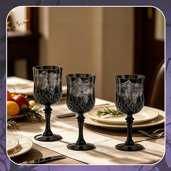 7OZ Plastic Wine Glasses, Reusable Vintage Goblets Unbreakable Drinking Glasses - Image 2