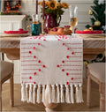 Christmas Table Runner 13 x 90 Inch Long Natural Cotton Woven Runner by Caflife