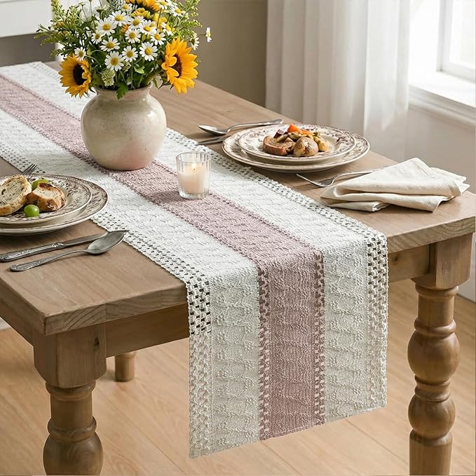 Artoid Mode Pink Farmhouse Rustic Table Runner 12x90 Inch | Seasonal Holiday - Image 4
