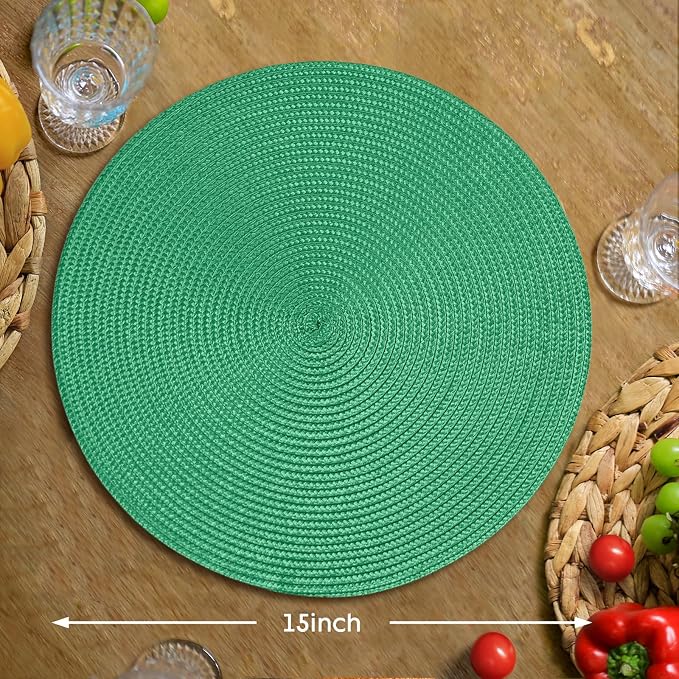 FunWheat Round Braided Placemats Set of 6 Table Mats - Image 2