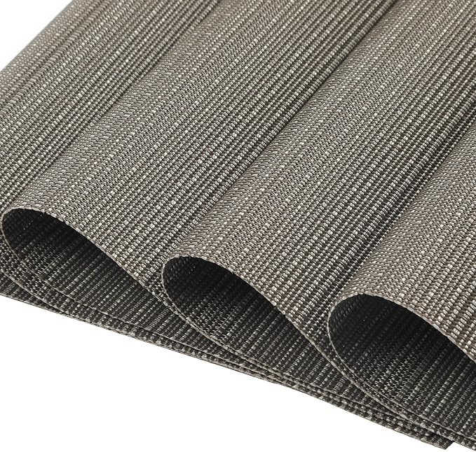 SHACOS Wedge Shaped Placemats Set of 4 Woven Vinyl Dining Table Place Mats - Image 2