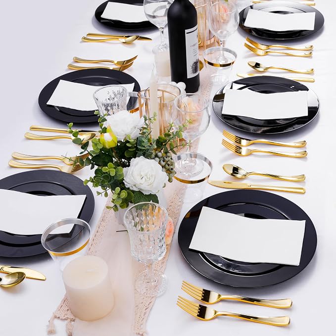 Bestluck 100PCS Black Plastic Dinner Plates 10 Inch - Image 7