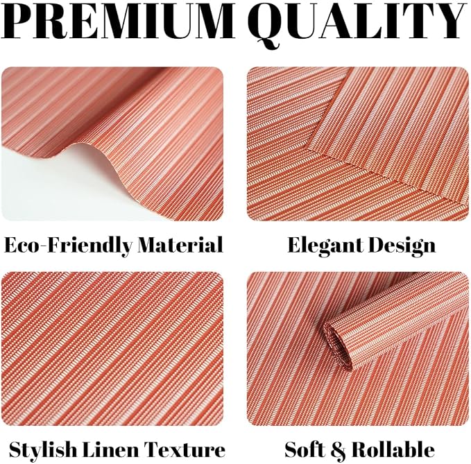 Placemats Set of 6 Vinyl/Plastic Woven Place Mats - Image 2