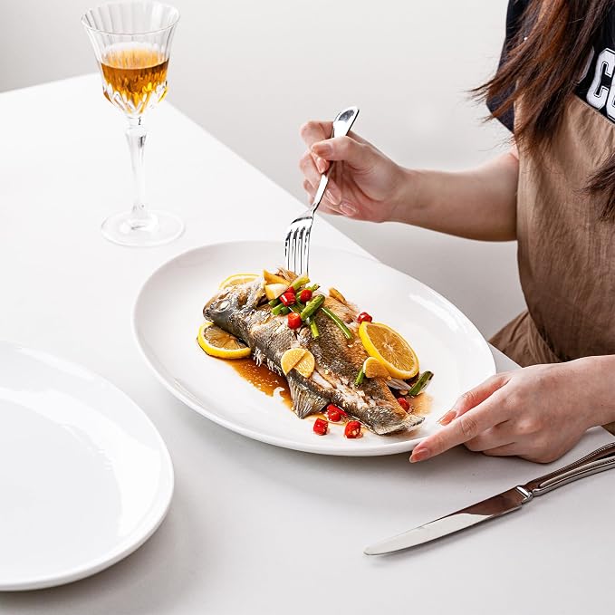 Serving Platters Set of 2 – 15.5 Inch Oval White Serving Platters, Large - Image 7