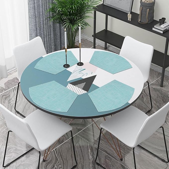 SHACOS Wedge Placemats Set of 4 Woven Vinyl Round Table Placemats Wipe Clean - Image 2