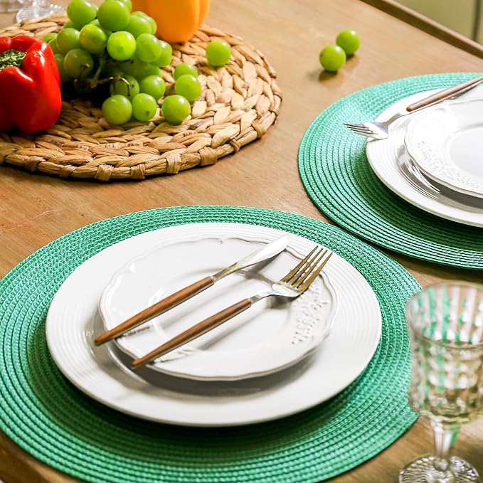 FunWheat Round Braided Placemats Set of 4 Table Mats - Image 5