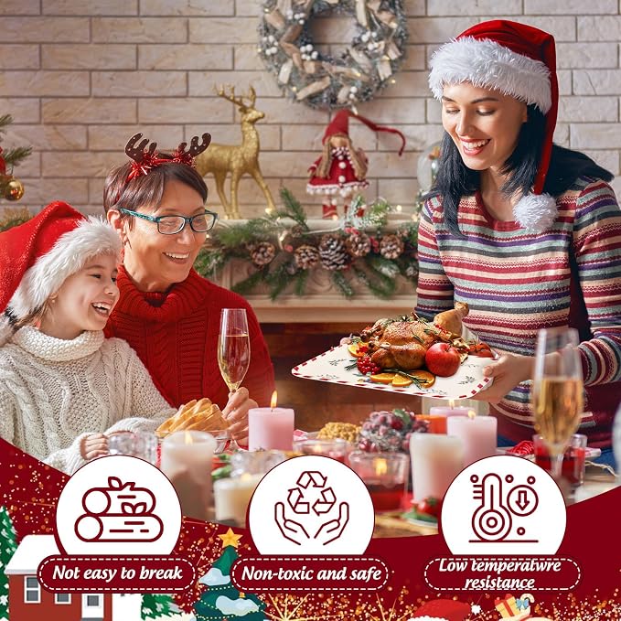 Whaline 3 Pcs Christmas Serving Trays Xmas Tree Plastic Serving Platters Dishes - Image 4