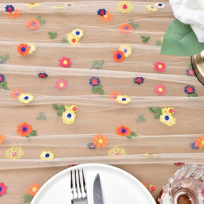 Flower Table Runner Floral Daisy Summer Birthday Party Garden Wedding Decor | - Image 5