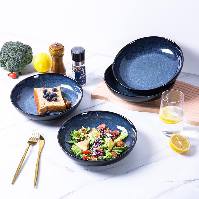 LERATIO Large Pasta Bowls, 38oz Ceramic Pasta Bowls, 9.0" Reactive Glaze Pasta - Image 7