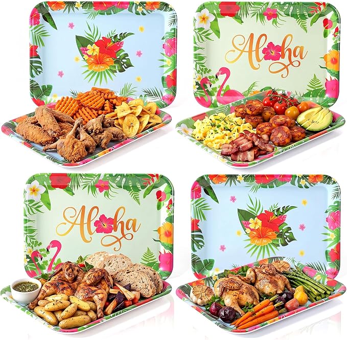 4 Pieces Aloha Serving Trays by Tiangrid