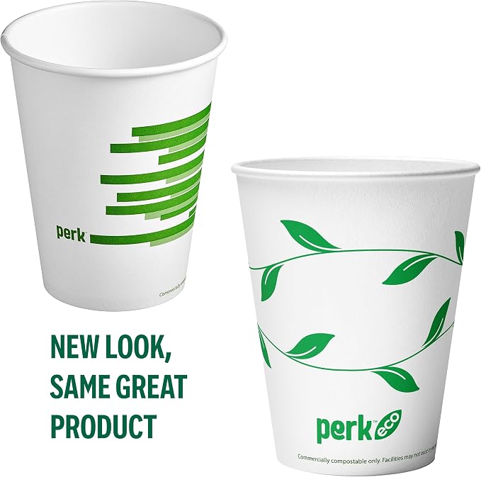 Perk Eco 10 Oz Compostable Paper Hot Cups, Disposable Coffee Cups - Image 2