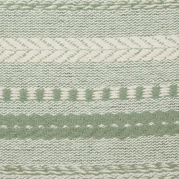 DII Farmhouse Braided Stripe Table Runner Collection, Artichoke Green - Image 3