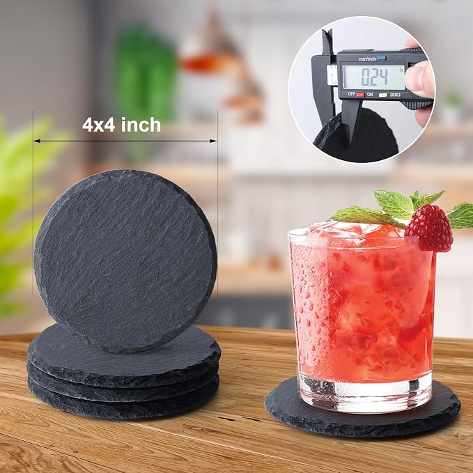 60 PCS Slate Coasters Set, 4 Inch Black Square Stone Coasters Bulk - Image 2