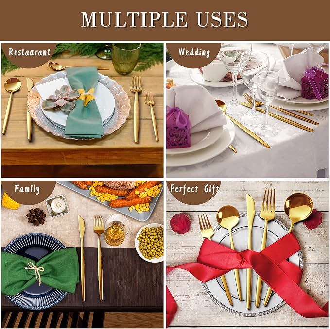 CEKEE 40-Piece Gold Silverware Set - Image 5