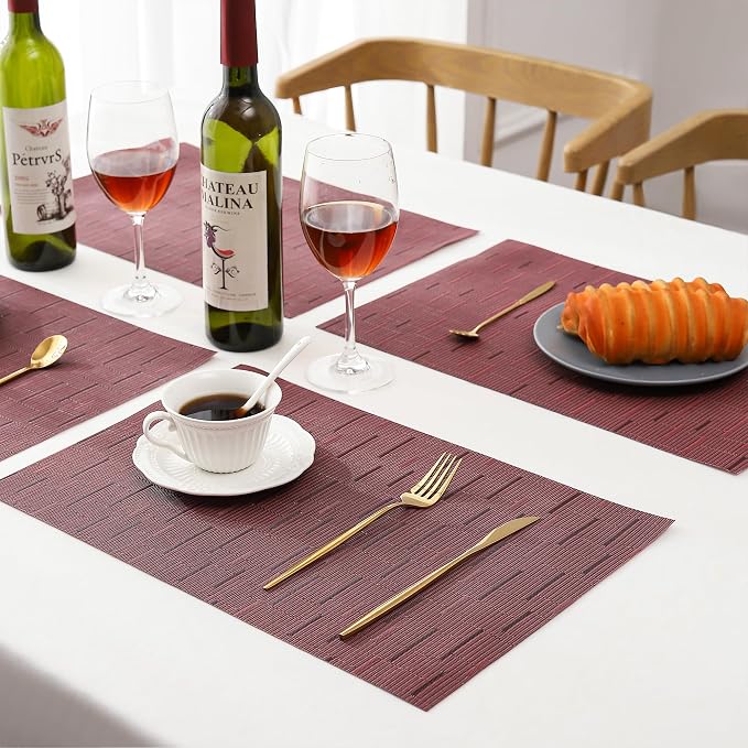 Leetaltree Burgundy Placemats Set of 12 - Image 7