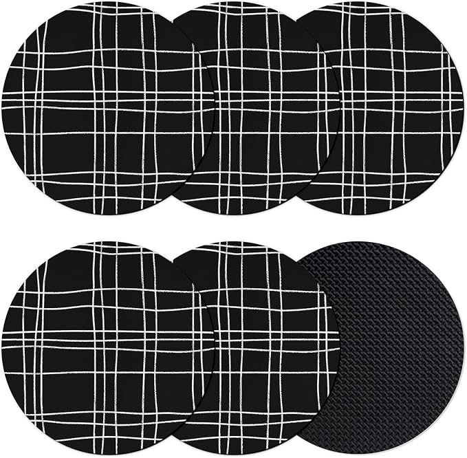 Simple Grid Coasters Set of 6, Absorbent Coasters by Unknown