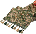 Ditsy Floral Table Runner Small Daisy Green 13 x 48 Inch | Jacquard Weave by HomeyHo