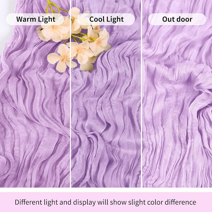6 Pack Lavender Cheesecloth Table Runner 17x108 Inch Semi Sheer Boho Gauze - Image 7